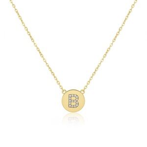 Sterling silver gold plated necklace. Letter B with faux diamonds.